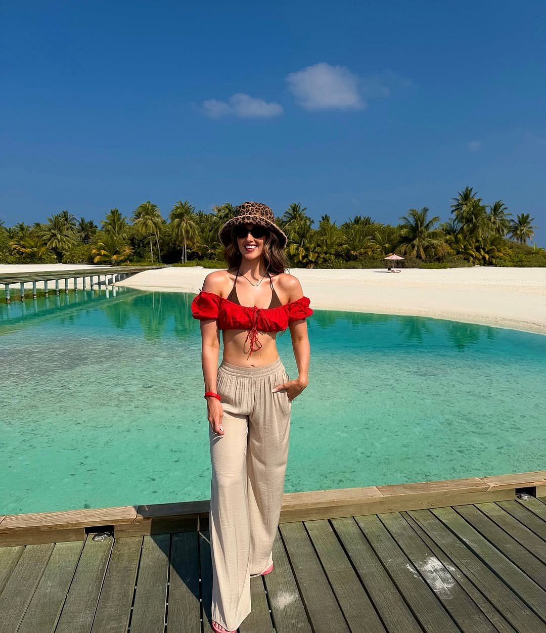 Shikhar Dhawan's Irish Wife Sophie Shine Sizzles In Hot-Red Beach Look During Honeymoon In Maldives