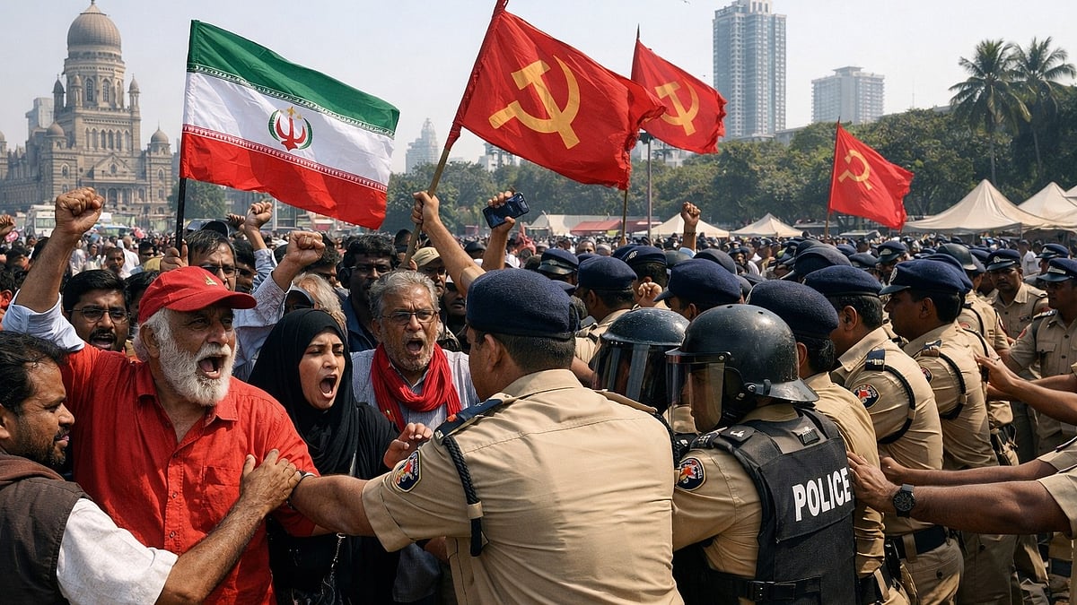 Mumbai: CPI, Iran Forum Rally Against War And US Trade Deal Stopped By Police At Azad Maidan