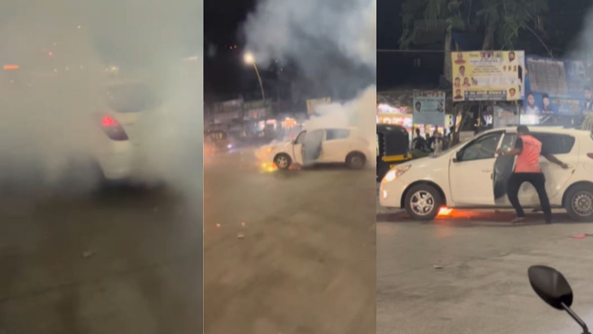 T20 World Cup Win Celebration Turns Scary In Thane After Car Allegedly Passes Under Bursting Firecrackers; Dramatic Video Shows Rescue By Locals