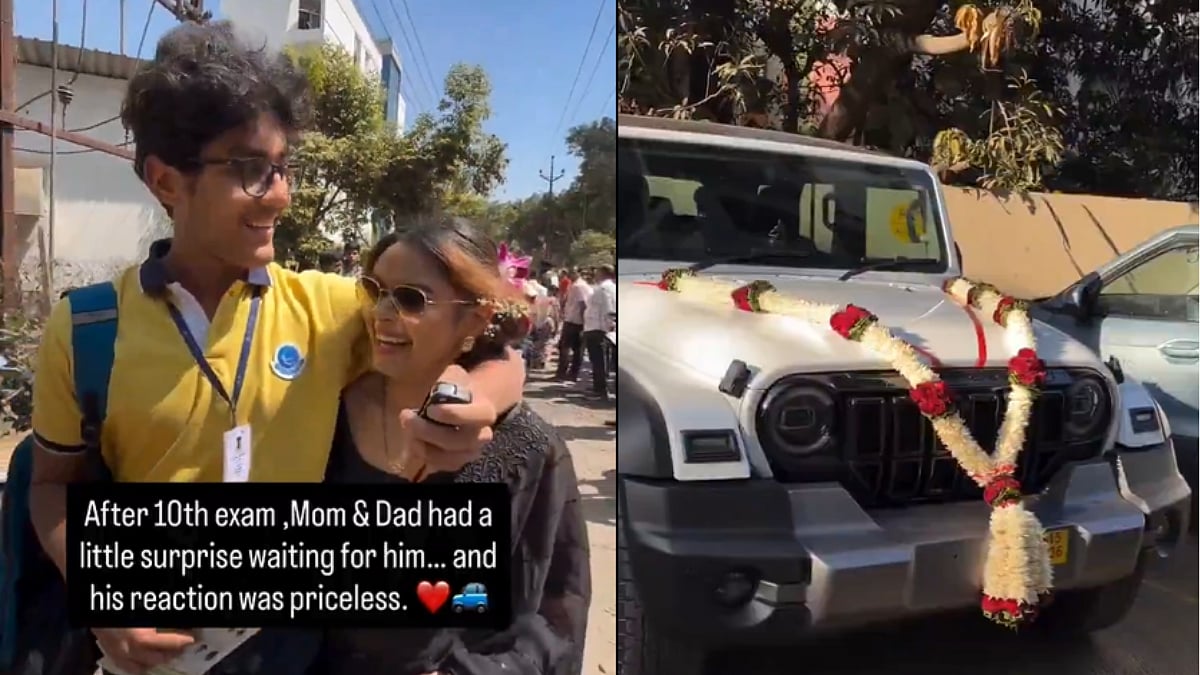 Class 10 Student Gifted Mahindra Thar ROXX By Parents After Board Exams; Viral Clip Sparks Debate Over Road Safety