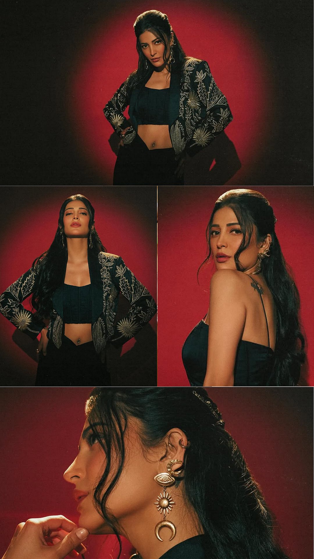 Shruti Haasan Stuns In Edgy Black Co-Ord Set & Statement Embroidered Jacket Look