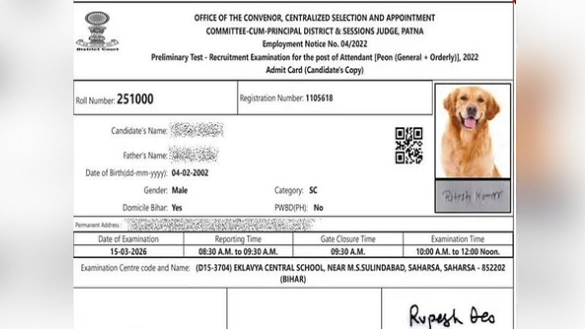 Bihar Court Recruitment Exam Blunder: Four-Year Wait Ends In Shock As Dog Photo Appears On Job Aspirant’s Admit Card