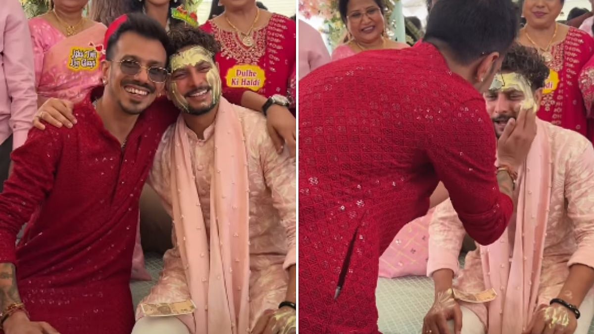 'Mere Yaar Ki Shaadi Hai': Yuzvendra Chahal Applies Haldi On Kuldeep Yadav During Wedding Festivities As 'KulCha' Reunite In Heartwarming Video