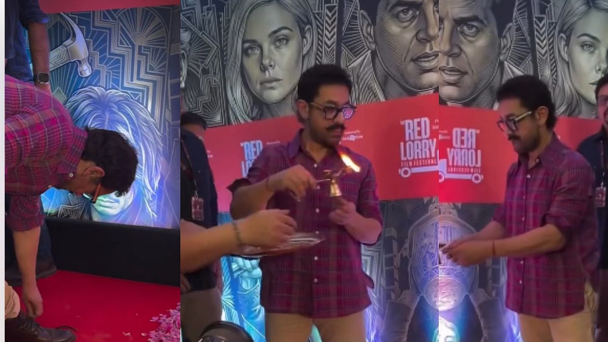 Aamir Khan Wins Hearts By Removing Shoes Before Lighting Diyas At Red Lorry Film Festival In Mumbai- VIDEO