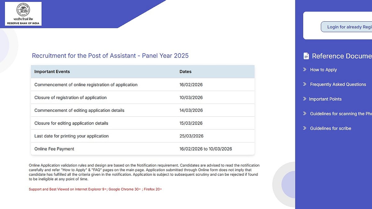 RBI Assistant Recruitment 2026 Edit Window Closes Tomorrow: Check Steps, Fees And Editable Details