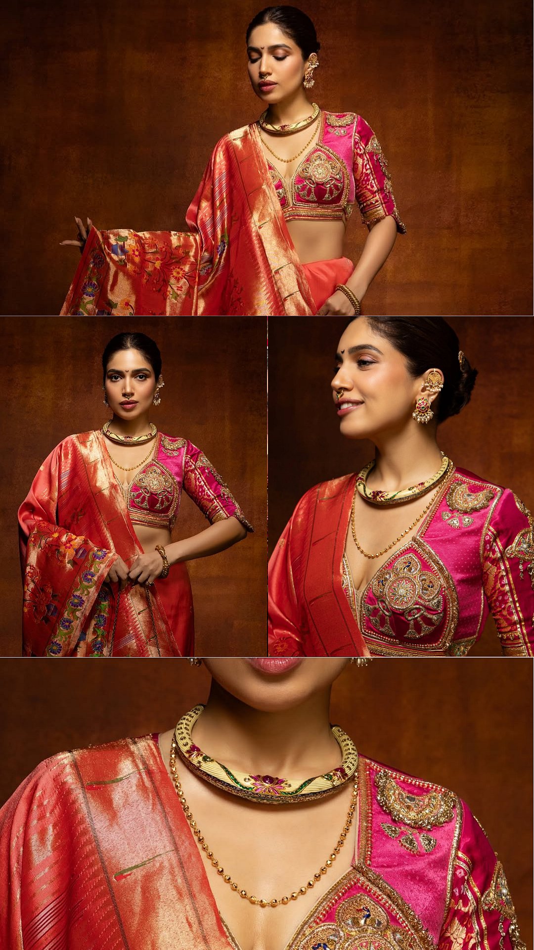 'Marathi Mulgi': Bhumi Pednekar Stuns In Red Paithani Saree With Real Gold Zari At Awards Night