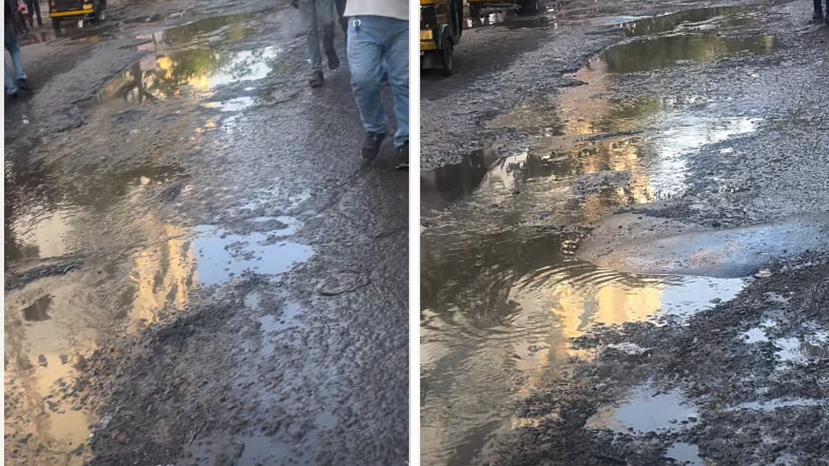 Mumbai: Water-Filled Potholes Seen Outside Kanjurmarg Station; Spark Civic Concerns 