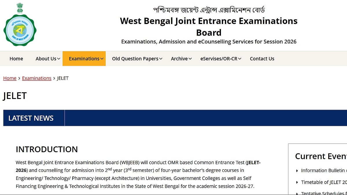WBJEE JELET 2026 Applications Open Today At wbjeeb.nic.in; Apply Till April 6