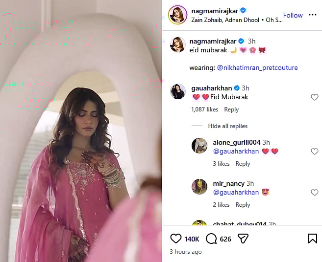 Gauahar Khan wishes Nagma Mirajkar