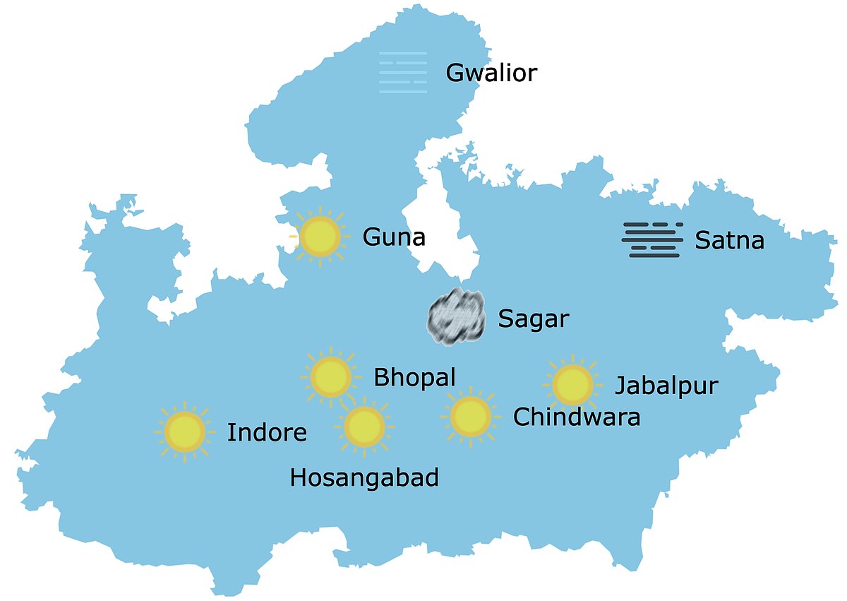 Weather in Madhya Pradesh at 10:30 am 