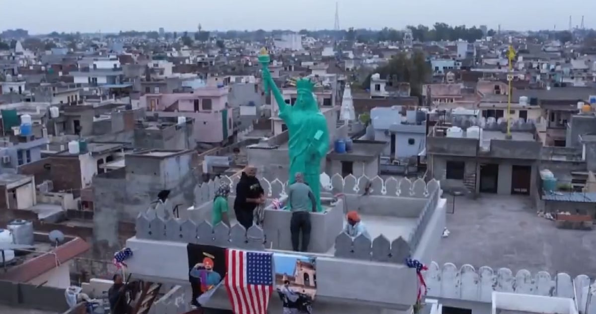 'What Was The Need?' NRI Installs Mini 'Statue Of Liberty' On Jalandhar Rooftop, Turns Home Into Viral Attraction -VIDEO