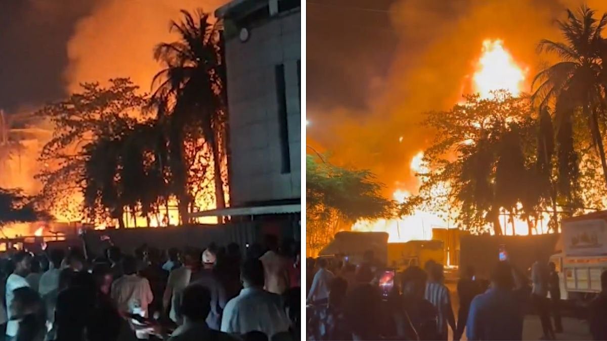 Mira Road Fire: Massive Blaze Erupts At Godown Near Pleasant Park, Panic Among Residents; VIDEO