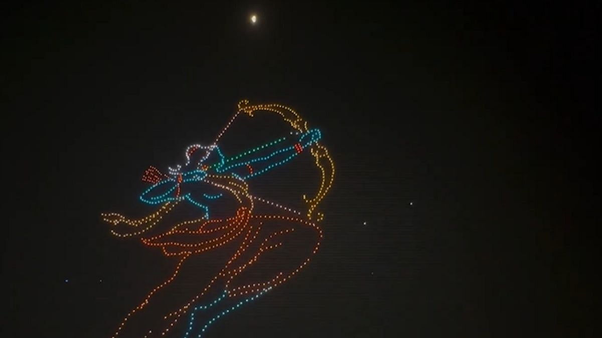 Watch: Maharashtra's First-Ever 2000 Drone Show On Auspicious Occasion Of Ram Navami At Mumbai's Azad Maidan
