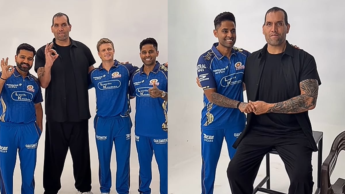 'Mumbai Indians Ka Naya Opener': Fans Go Wild As WWE Icon The Great Khali Joins Rohit Sharma & Suryakumar Yadav For Shoot Ahead Of IPL 2026
