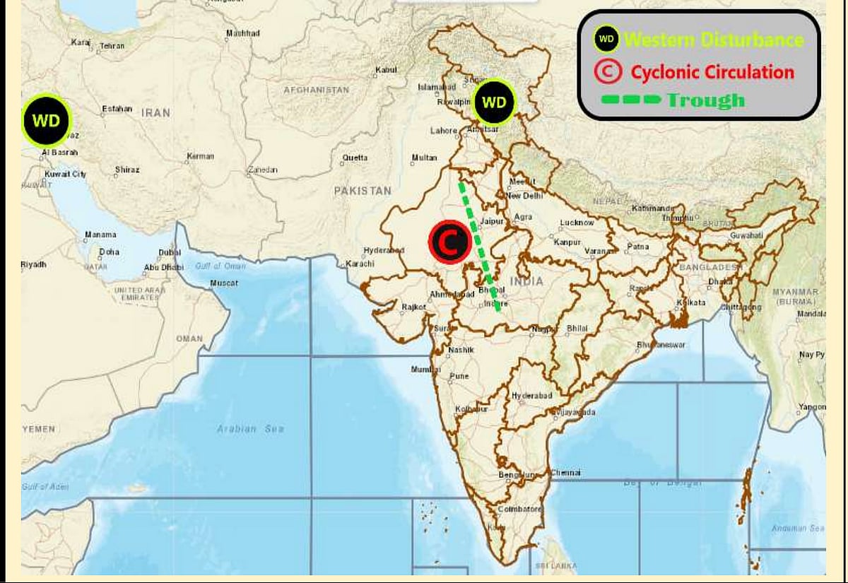 Weather systems affecting Madhya Pradesh at present 