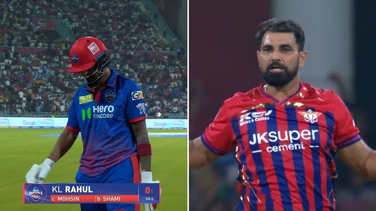 VIDEO: Mohammed Shami Strikes 1st Ball on LSG Debut, Dismisses KL Rahul For Golden Duck In 2022 Repeat