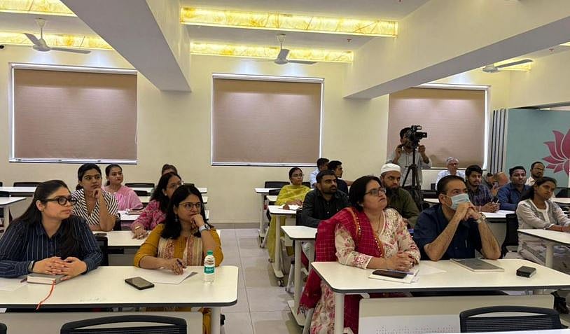 Teaching and non-teaching staff of HSNC University participate in the interactive Antar-Chakshu sensitisation workshop on visual impairment and accessibility.
