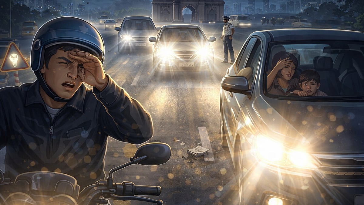 Mumbai's Illegal High-Intensity Headlights Blinding Commuters, Enforcement Remains Tepid Despite Clear Rules