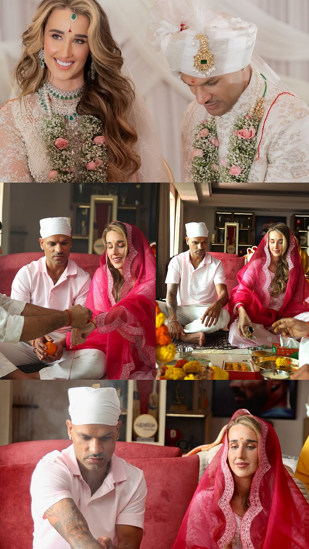 Shikhar Dhawan With Wife Sophie Performs Pooja At Home One Month After Their Grand Wedding