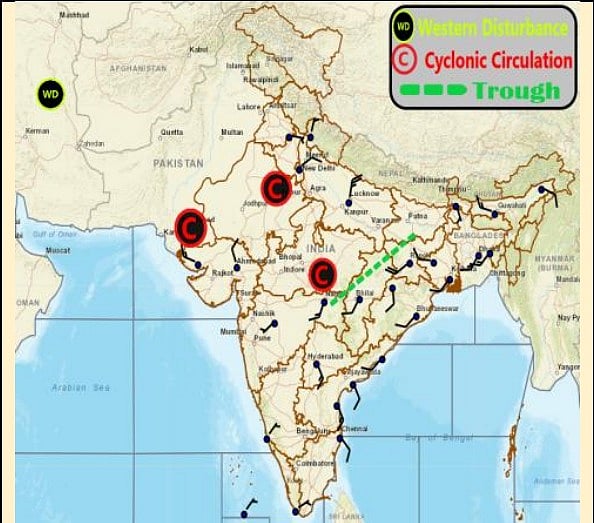 Weather systems affecting Madhya Pradesh at present 