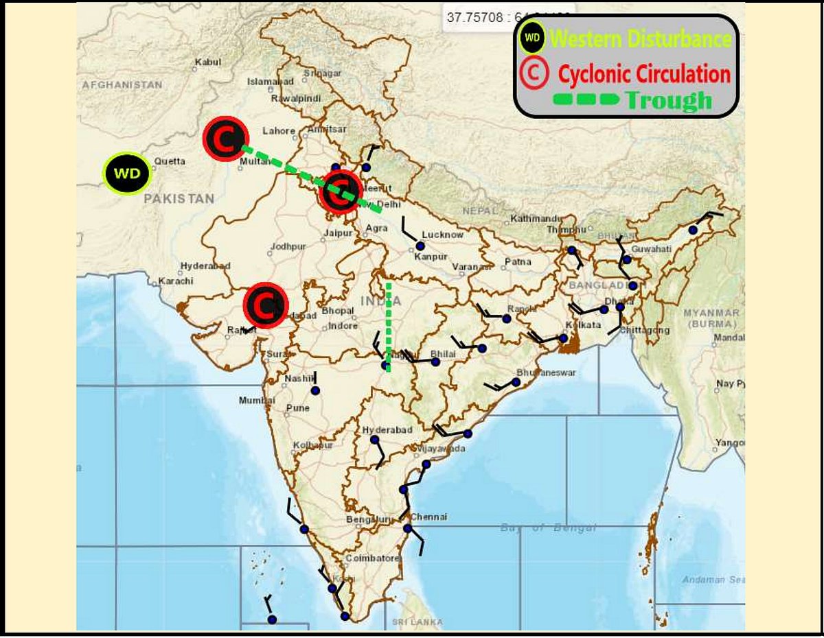Weather systems affecting Madhya Pradesh at present 
