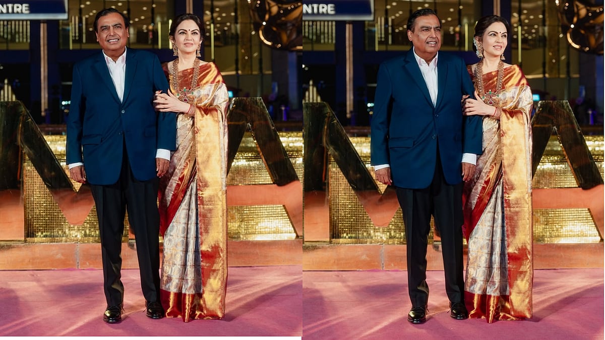 Nita Ambani Dons Jaw-Dropping Emerald-Ruby Necklace With Gold Silk Saree To Celebrate NMACC's 3rd Anniversary