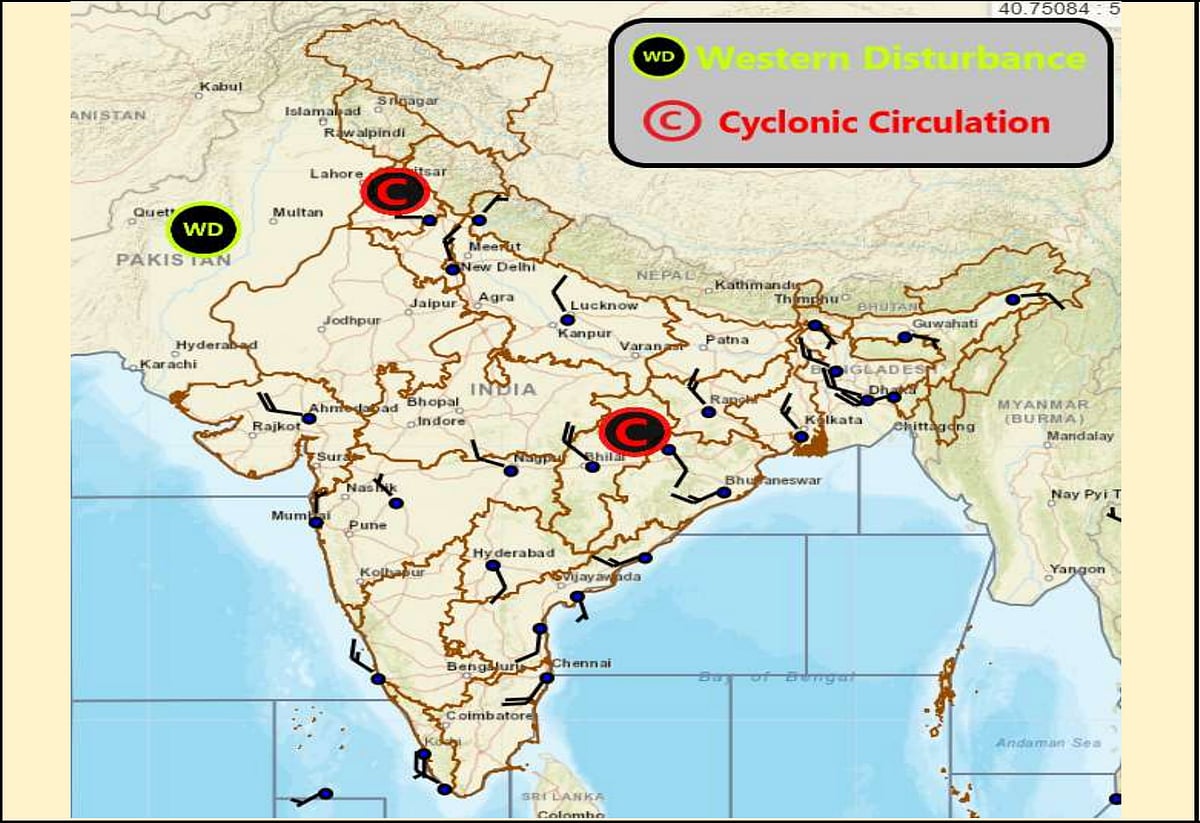 Weather systems affecting Madhya Pradesh at present