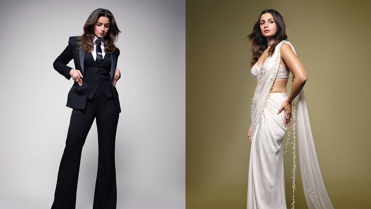 Alia Bhatt Wows In Dreamy Saree With 'Mogra Pallu', Later Swaps In Chic Suit With Diamond Brooch To Host Her First Ever Award Show
