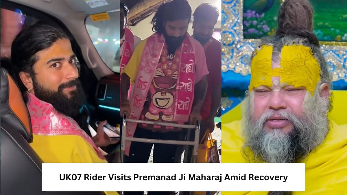 Anurag Dobhal AKA UK07 Rider Visits Premanand Ji Maharaj After Fatal Car Accident | Instagram/@premanand__maharaj_official