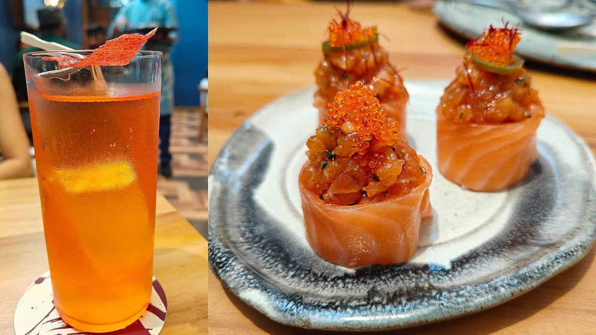 Sakura Fizz and Spicy Salmon Tartar