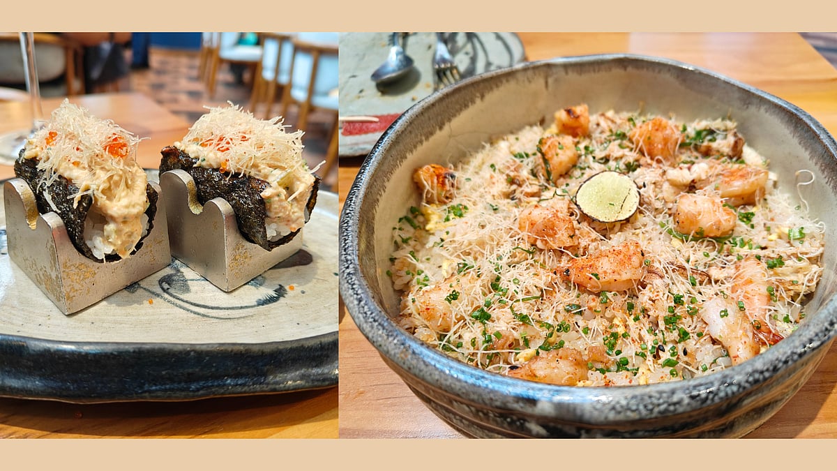 Crab done two ways! Crab Temaki and Crab Fried Rice 