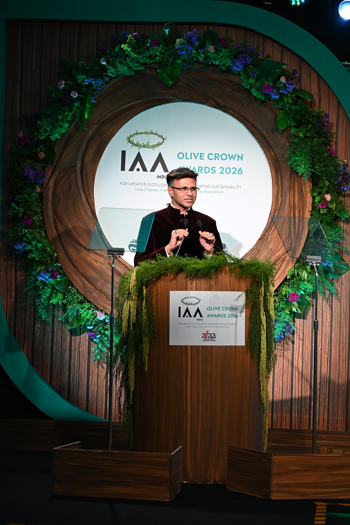 IAA President Abhishek Karnani addresses the audience