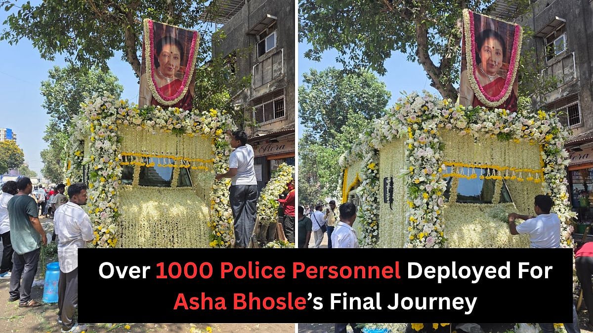 Asha Bhosle Funeral: Mumbai Police Deploys Over 1000 Personnel For Legendary Singer's Final Journey; Vehicle Carrying Mortal Remains Decorated With Flowers | VIDEOS |