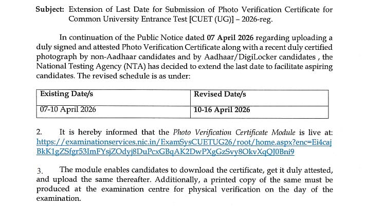 NTA To Close CUET UG 2026 Photo Verification Window Tomorrow At cuet.nta.nic.in; Check More Details Here