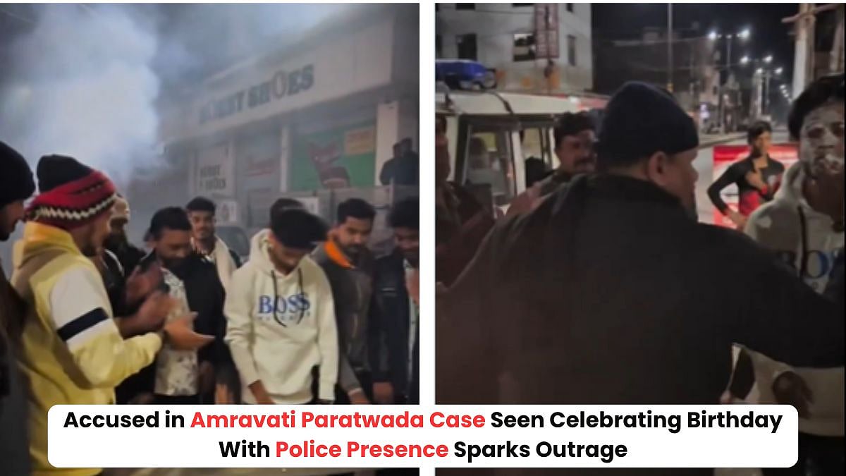 Amravati Sexual Exploitation Case: Main Accused Mohammad Ayaz Seen Celebrating Birthday With Grand Fireworks, Police Presence Raises Questions - VIDEO