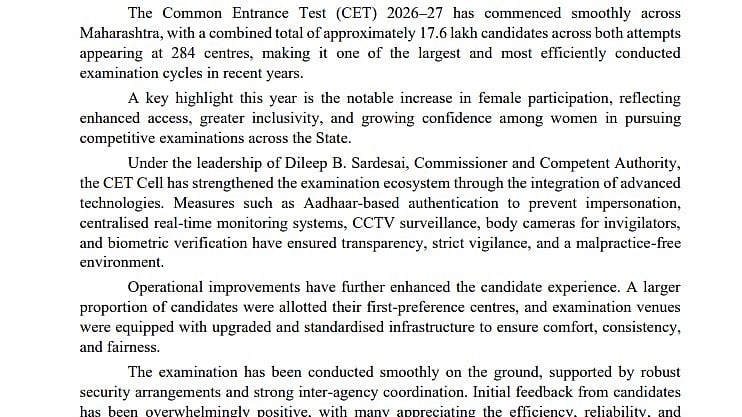 CET 2026–27 Conducted Smoothly Across Maharashtra;  Female Participation Surges
