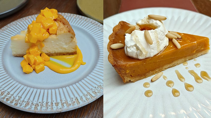 Mango Cheesecake and  Pumpkin Tart 