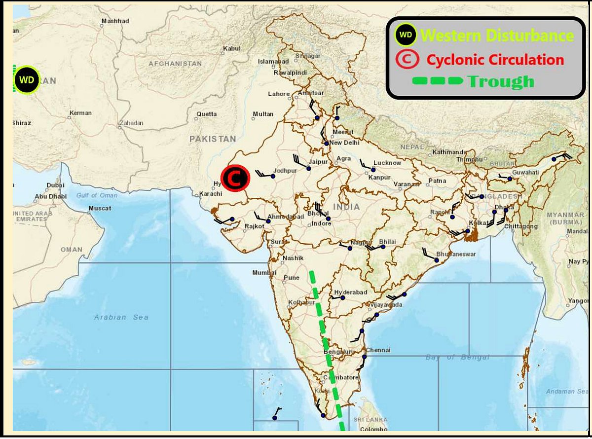 Weather systems affecting Madhya Pradesh at present 