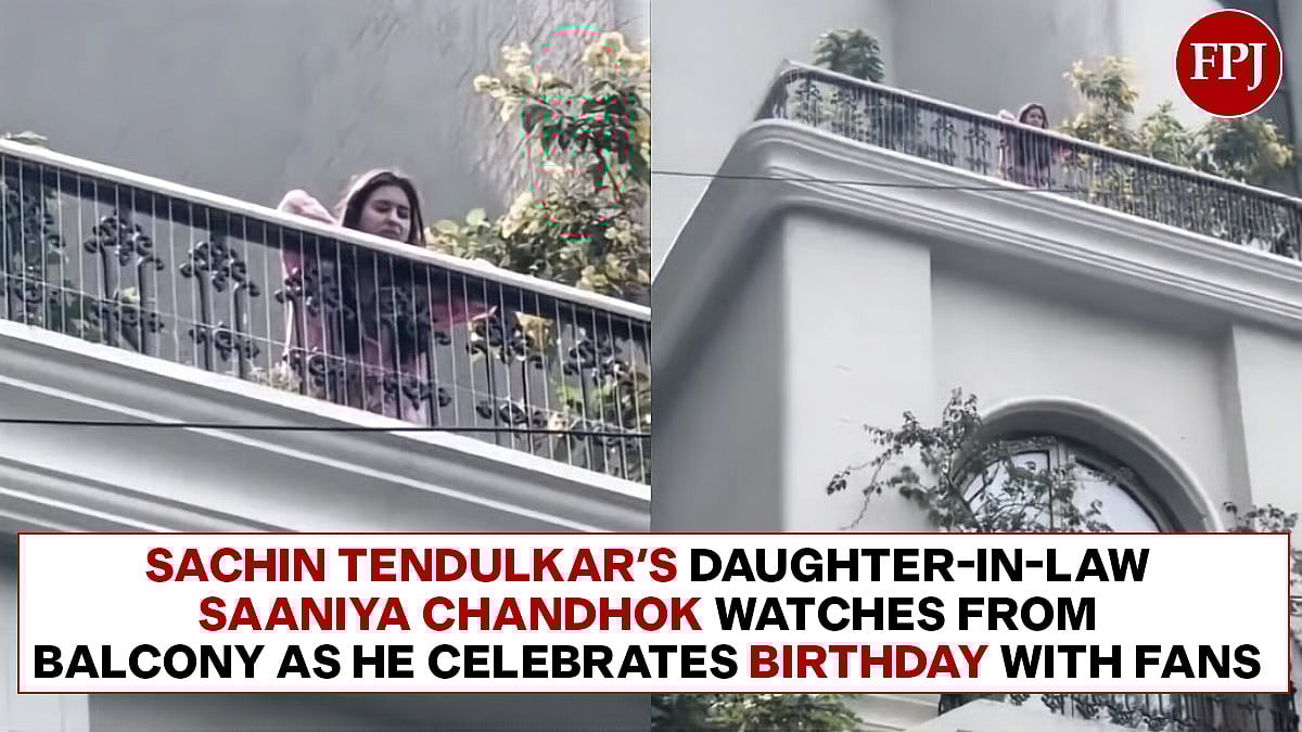 Sachin Tendulkar's Daughter-In-Law Saaniya Chandhok Watches from Balcony As He Celebrates Birthday With Fans - VIDEO | 