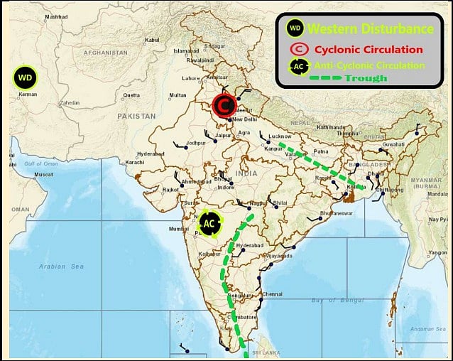 Weather systems affecting Madhya Pradesh at present 