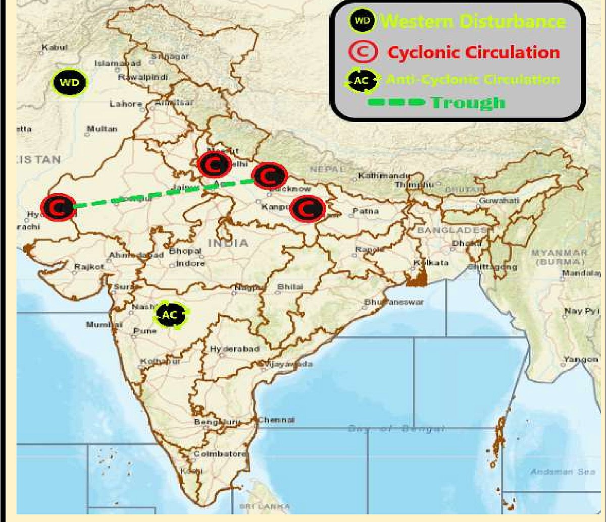 Weather systems affecting Madhya Pradesh at present