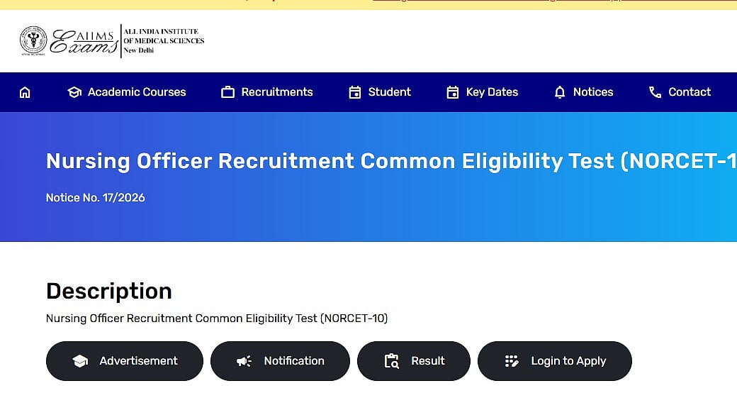 AIIMS Releases NORCET 10 Phase 2 Admit Card 2026; Check The Steps Here