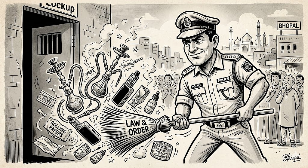 Bhopal Police Launch Crackdown On Hookah Lounges, Vapes And Drug-Linked Products