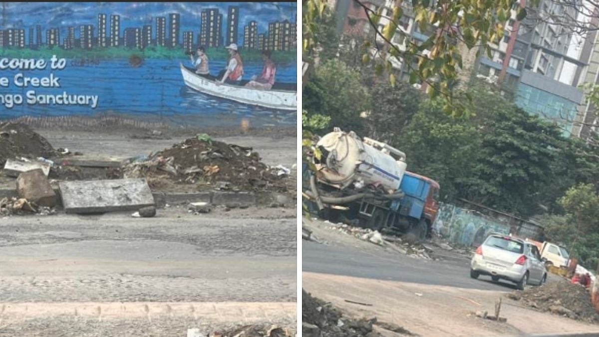 Debris From Drainage Work Left Untended Along Eastern Express Highway