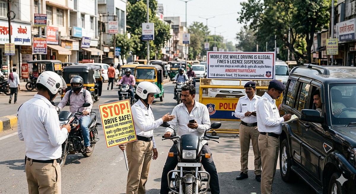 118 Drivers Fined, 72 Licences Cancelled For Using Phone While Driving In Indore