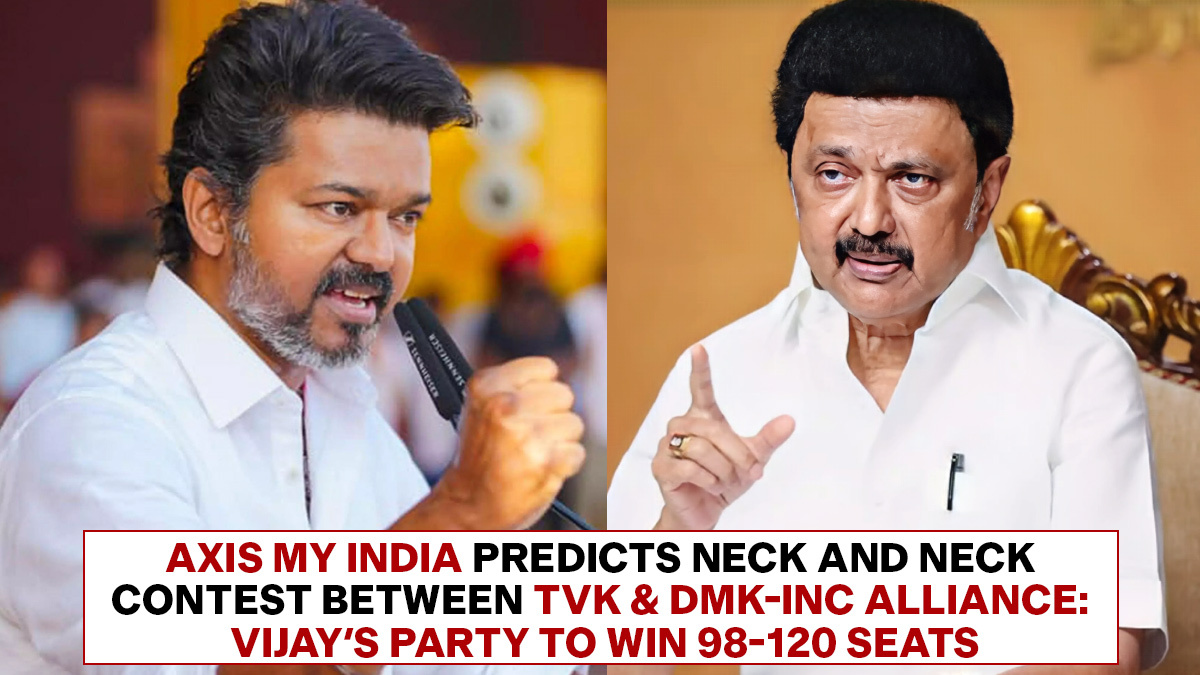 Axis My India Predicts Neck And Neck Contest Between TVK & DMK-INC Alliance; Vijay's Party To Win 98-120 Seats