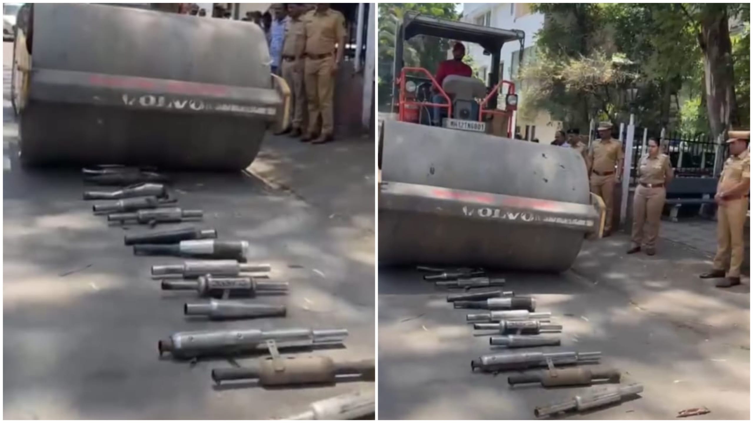 Nashik: Roadroller Crushes 122 Bullet Silencers; Gangapur Police Launch Major Crackdown