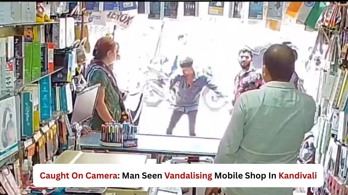 Knife-Wielding Man Creates Panic In Kandivali, Video Shows The Accused Vandalising A Mobile Shop - WATCH