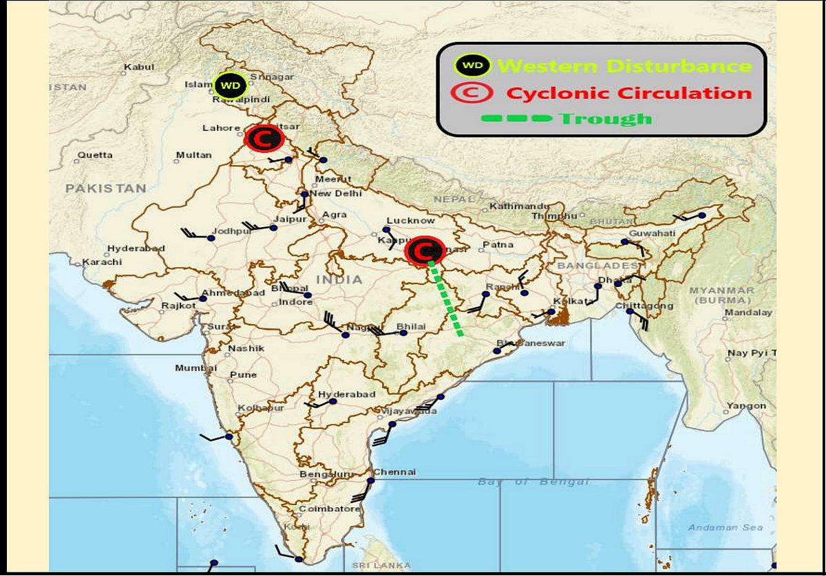 Weather systems affecting Madhya Pradesh at present