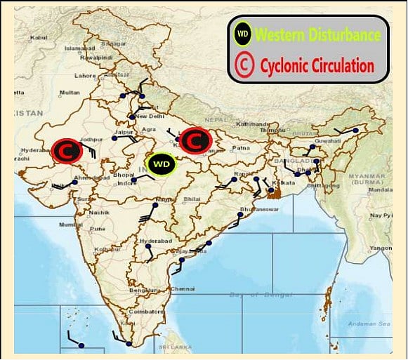 Weather systems affecting Madhya Pradesh at present 